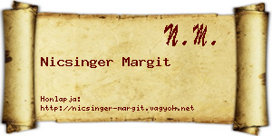 Nicsinger Margit névjegykártya